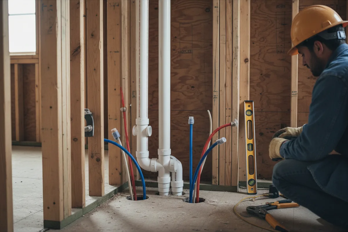 Drain and supply rough-in during Drain Cleaning in Eastpointe