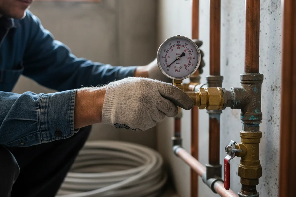 Pressure testing a repaired line during Water Line Repair in Eastpointe
